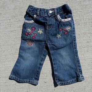 Y2K Faded Glory Cottagecore Garden Party Floral Embroidered Flare Jeans 12 MO